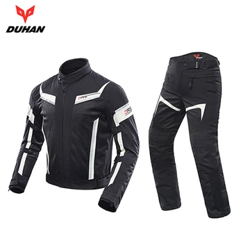 Мъжки мотоциклетът яке DUHAN + Панталони, дишаща състезателна яке, мото-комбинация, комплект дрехи за езда, D-185