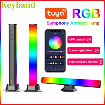 Настолни RGB Атмосферни осветителни Тела за Компютърни Игри и Поставка за телевизор, Музикален Звукосниматель Ритъм Настолна лампа Bar Sasha Bluetooth APP Control