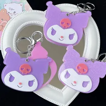 Нов 2022 Kawaii Sanrioed Kuromi Аниме Рисунка Сладък Ключодържател-Рефлексен чанта Чар Слайд Огледално играчки за момичета