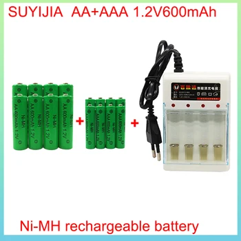 Нов AA + ААА 1,2 V Ni-MH Батерия 600mah Зарядни Батерии със Зарядно Устройство за Часа, Мишки, Компютри, Играчки, Факел, Фенерче, Батерии