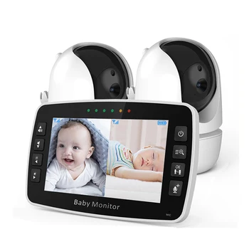 Нов следи бебето 4.3-инчов безжичен видеофон Babyphone Bebe с две PTZ-камери за сигурност, функция нощно виждане, температурни глас гледане на деца