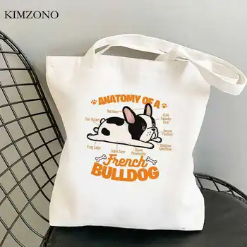Пазарска чанта за кучета мопс, чанта за преработка на продукти, холщовая чанта за пазаруване, множество тъканта, чанта за еднократна употреба sacola custom