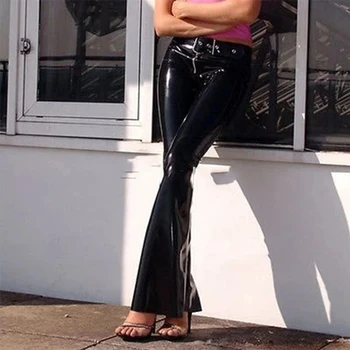 Панталони от латекс, черни панталони ръчно изработени с цип отпред за жени по индивидуална заявка