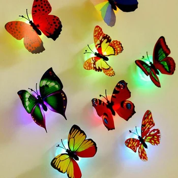 Пеперуда led нощна светлина, лампа, красив стенен декор, което променя цвета си, украса за дома, спални, партита, на масата, е скучна доставка