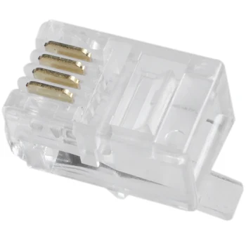 Прозрачен пластмасов адаптер за телефон RJ9 с жак 4P4C от 30 бр.