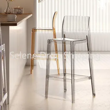 Прозрачни Ергономични Пластмасови Дизайнерски Трапезни Столове Nordic Floor Модерни Кафе Трапезни Столове Accent Stoelen Мебели За Дома