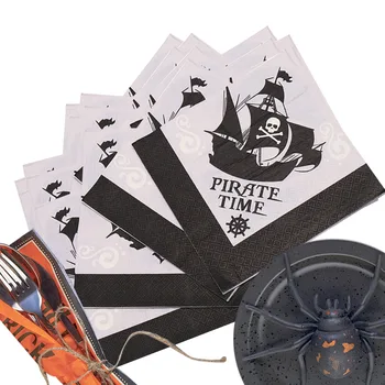 Салфетки за парти в чест на Хелоуин, салфетки от цигарена хартия с изображението на череп вещици, тиква, на хартиен декор от двойно тъкан, с принтом за тематични партита