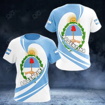 Тениски с 3D-изображение на знамето на Аржентина, мъжки ризи с графичен принтом, дамски детски тениски с къс ръкав, мъжки ежедневни блузи, градинска дрехи голям размер