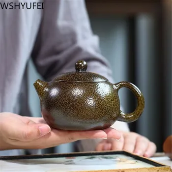 Чайник Yixing, лилава глина, чайници сиши, старинна фурна за печене на дърва за огрев, чайник, ръчна изработка, индивидуални принадлежности за чайна церемония 290 мл