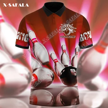 Червена и персонализирана Версия на В9 Multicoiour, Тениска Поло с 3D принтом, Любител на боулинг, Индивидуален подарък, Екипът на играчи