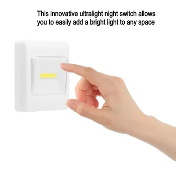 Ярка мини-COB led нощна светлина, с монтиран на стената лампа на батерии с ключа Magic Tape за гараж кабинет Аварийно осветление